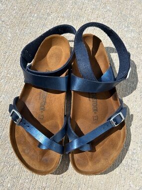 Birkenstock Mayari Blue Leather Sandals Womens 37 US 6 Adjustable